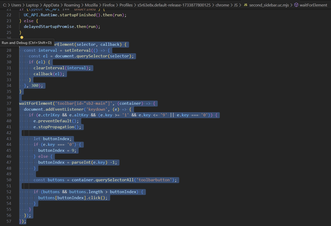 Firefox에 붙인 Sidebar (Web panel) 단축키 지정하기 - 자유게시판